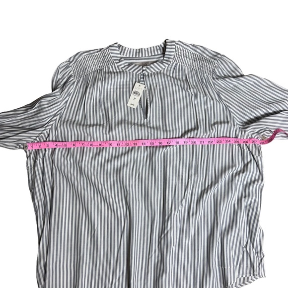 Loft Long Sleeve Spring Popover Blouse Blue & White Stripe Size 26 | NWT - Picture 9 of 11